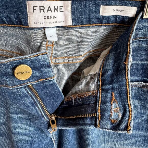 Frame Denim Le Garcon Cooper Relaxed Slim Boyfriend Distressed Jean size 24 - Picture 6 of 12